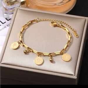 #400 GOLD Coin Charm Bracelet